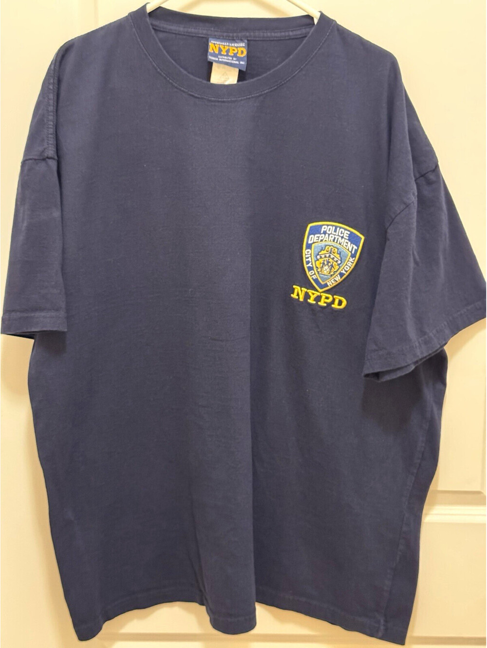 Officially Licensed NYPD Men’s 3XL Navy Blue Embroidered Logo T-Shirt NYC